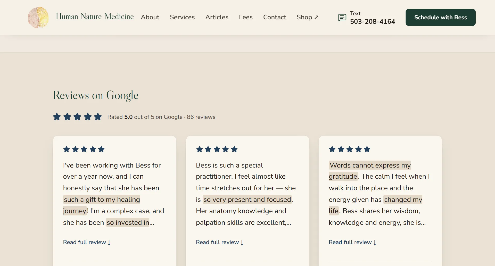 Human Nature Medicine - Website for an Acupuncture Clinic screenshot 3 of 4
