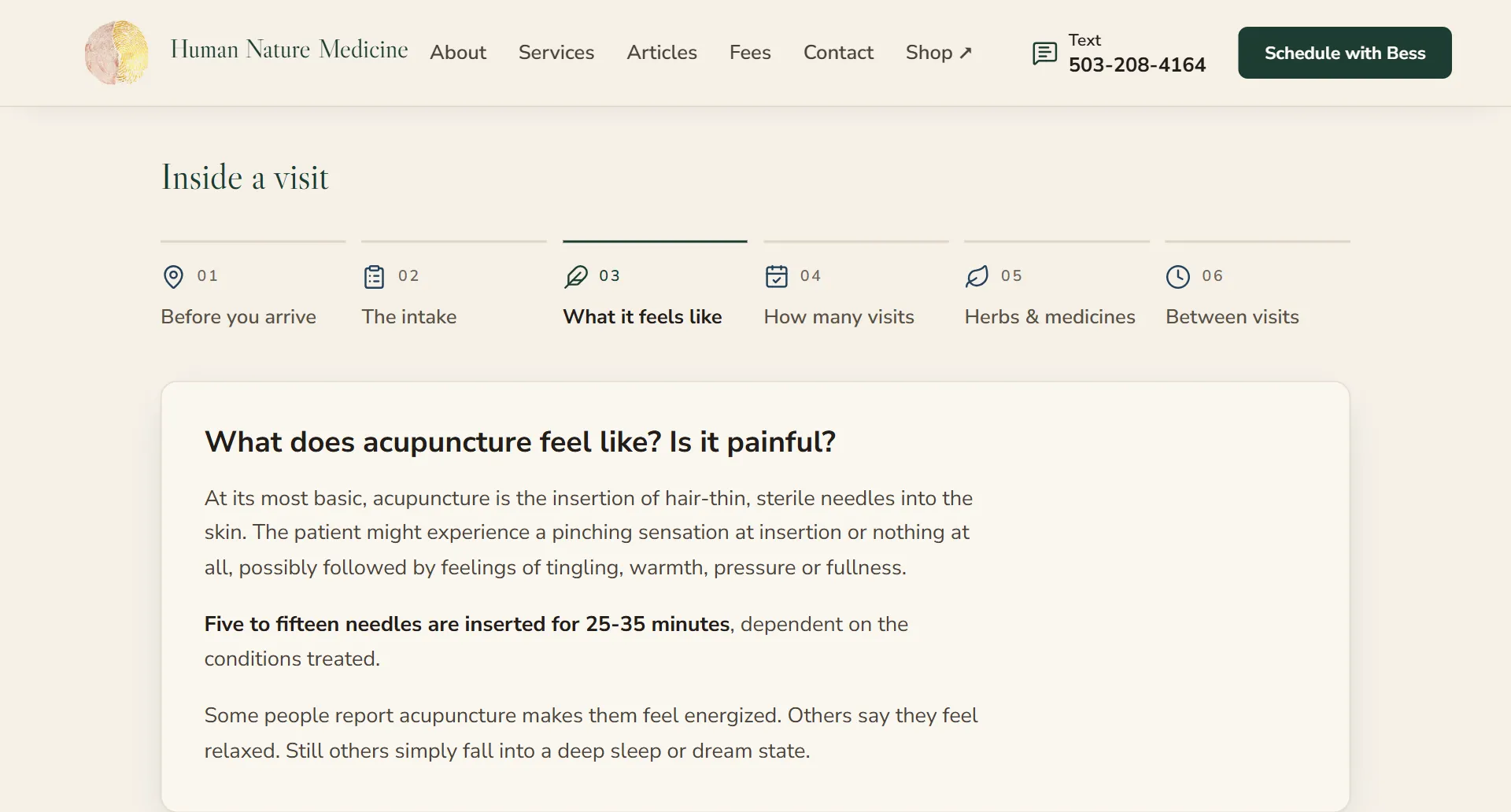 Human Nature Medicine - Website for an Acupuncture Clinic screenshot 4 of 4